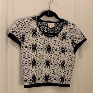 Parker blue and white detailed crop shirt